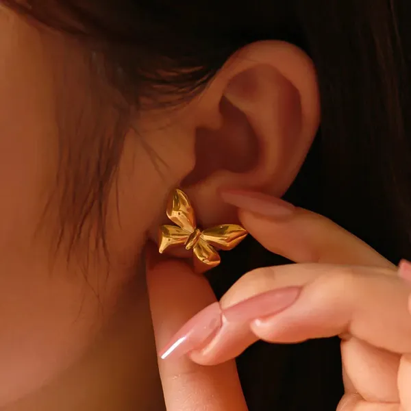 Gold_Solid_Butterfly_Stud_Earrings_For_Women